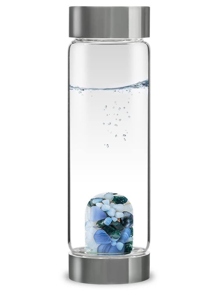 VitaJuwel ViA FITNESS | Crystal Water Bottle with Red Jasper, Magnesite & Clear Quartz -Willpower, Strength & Momentum