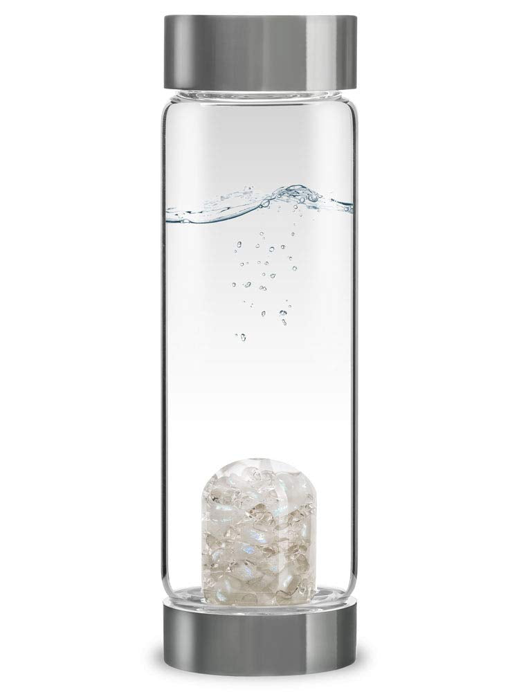 VitaJuwel ViA FITNESS | Crystal Water Bottle with Red Jasper, Magnesite & Clear Quartz -Willpower, Strength & Momentum