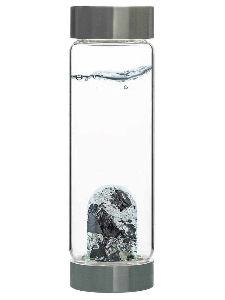 VitaJuwel ViA FITNESS | Crystal Water Bottle with Red Jasper, Magnesite & Clear Quartz -Willpower, Strength & Momentum