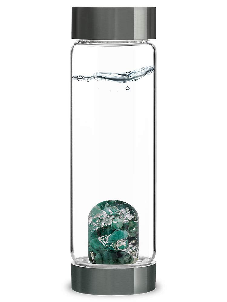 VitaJuwel ViA FITNESS | Crystal Water Bottle with Red Jasper, Magnesite & Clear Quartz -Willpower, Strength & Momentum