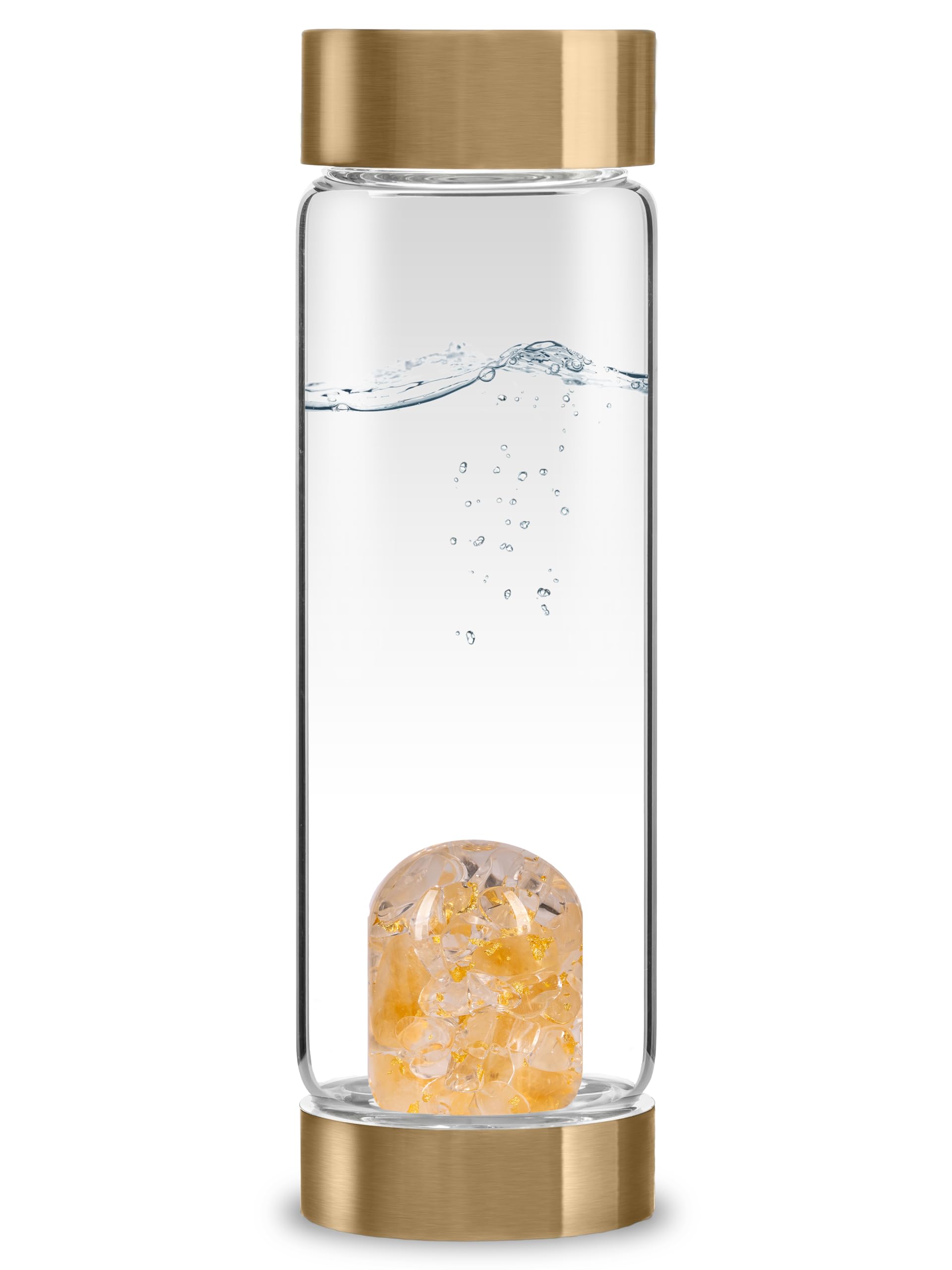 VitaJuwel ViA FITNESS | Crystal Water Bottle with Red Jasper, Magnesite & Clear Quartz -Willpower, Strength & Momentum