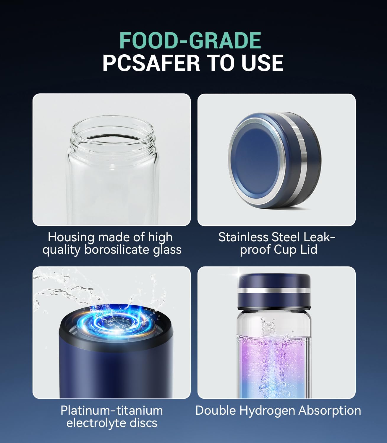 4.0 Upgrade Hydrogen Water Bottle & Double Hydrogen Content 【NO.1-24-Hour Hydrogen Lock】【Certification-4000PPB】 Hydrogen Water Bottle Generator - 2025 SPE PEM Technique, Applicable to Various Water