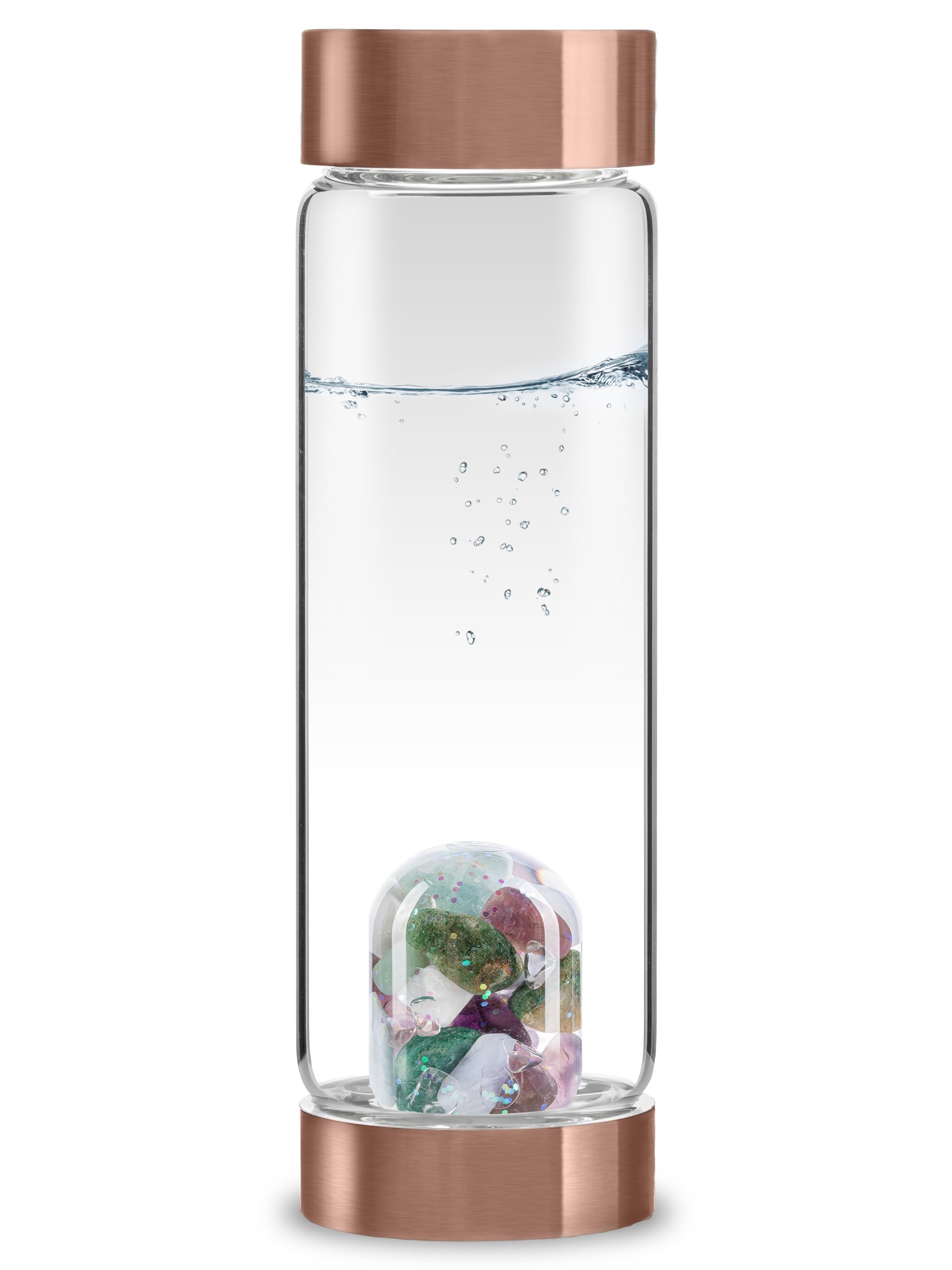 VitaJuwel ViA FITNESS | Crystal Water Bottle with Red Jasper, Magnesite & Clear Quartz -Willpower, Strength & Momentum