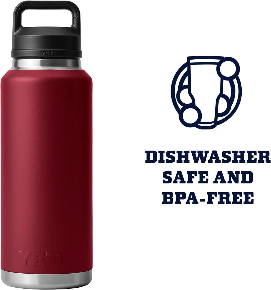 YETI Rambler 46 oz Bottle, Leakproof, Vacuum Insulated, Stainless Steel with Chug Cap, Harvest Red