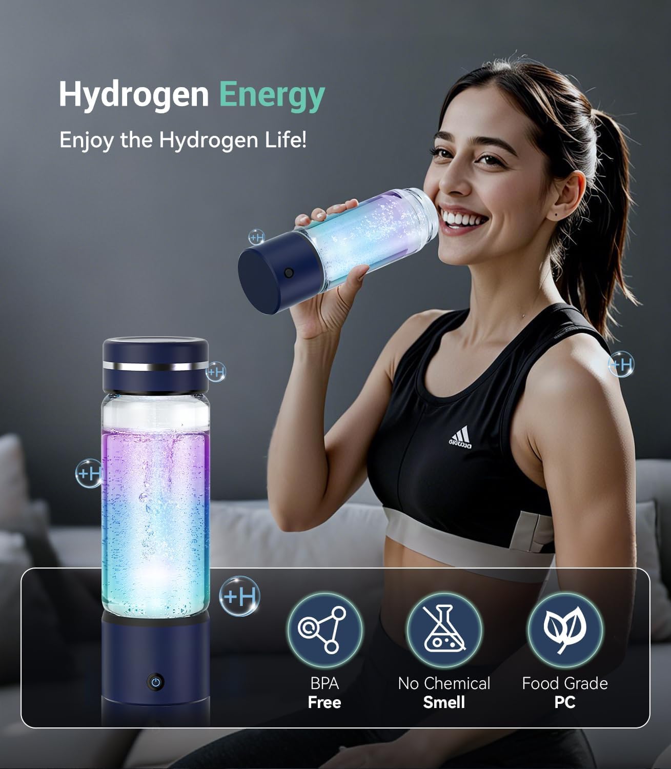 4.0 Upgrade Hydrogen Water Bottle & Double Hydrogen Content 【NO.1-24-Hour Hydrogen Lock】【Certification-4000PPB】 Hydrogen Water Bottle Generator - 2025 SPE PEM Technique, Applicable to Various Water