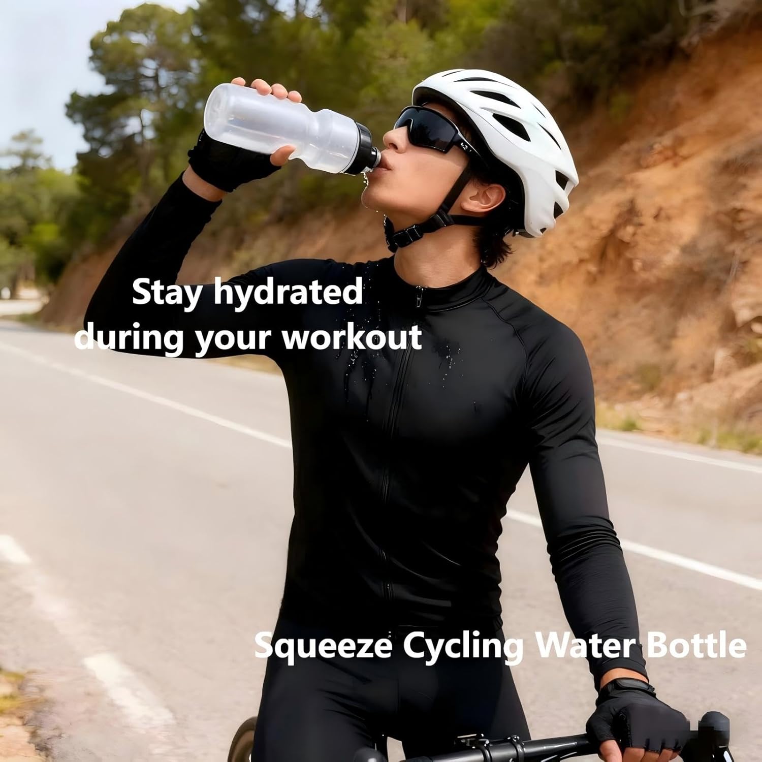 Squeeze Sports Water Bottle, 24oz Leak-Proof BPA-Free Cycling Water Bottles, Suitable for Cycling Gym Hiking Outdoor Sports.(clear)………