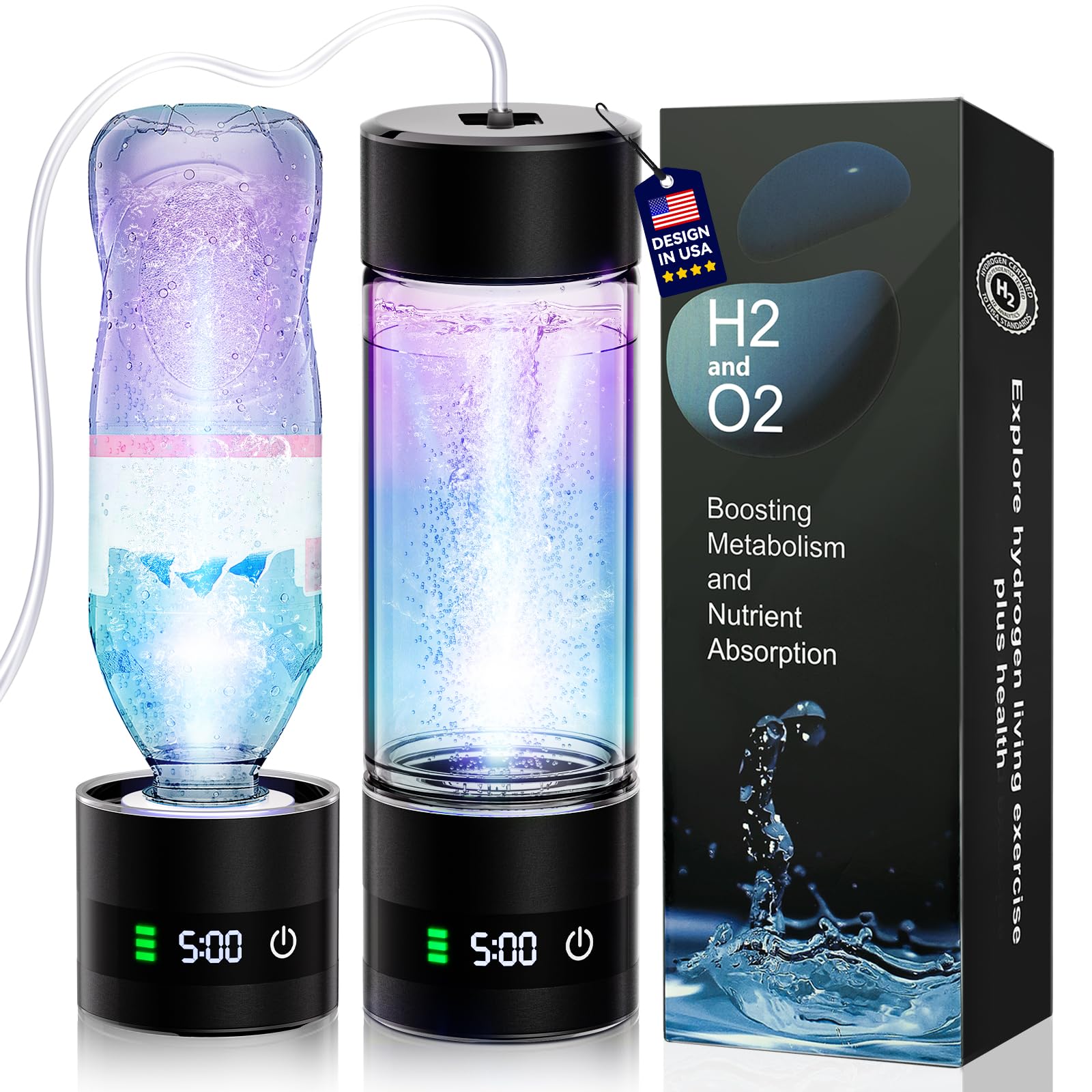 4.0 Upgrade Hydrogen Water Bottle & Double Hydrogen Content 【NO.1-24-Hour Hydrogen Lock】【Certification-4000PPB】 Hydrogen Water Bottle Generator - 2025 SPE PEM Technique, Applicable to Various Water