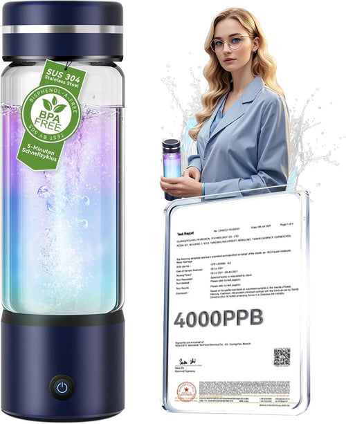 4.0 Upgrade Hydrogen Water Bottle & Double Hydrogen Content 【NO.1-24-Hour Hydrogen Lock】【Certification-4000PPB】 Hydrogen Water Bottle Generator - 2025 SPE PEM Technique, Applicable to Various Water