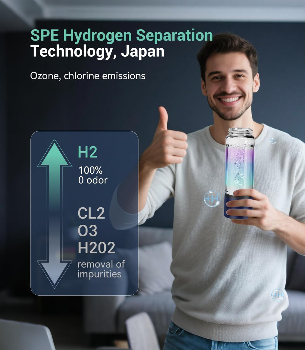 4.0 Upgrade Hydrogen Water Bottle & Double Hydrogen Content 【NO.1-24-Hour Hydrogen Lock】【Certification-4000PPB】 Hydrogen Water Bottle Generator - 2025 SPE PEM Technique, Applicable to Various Water