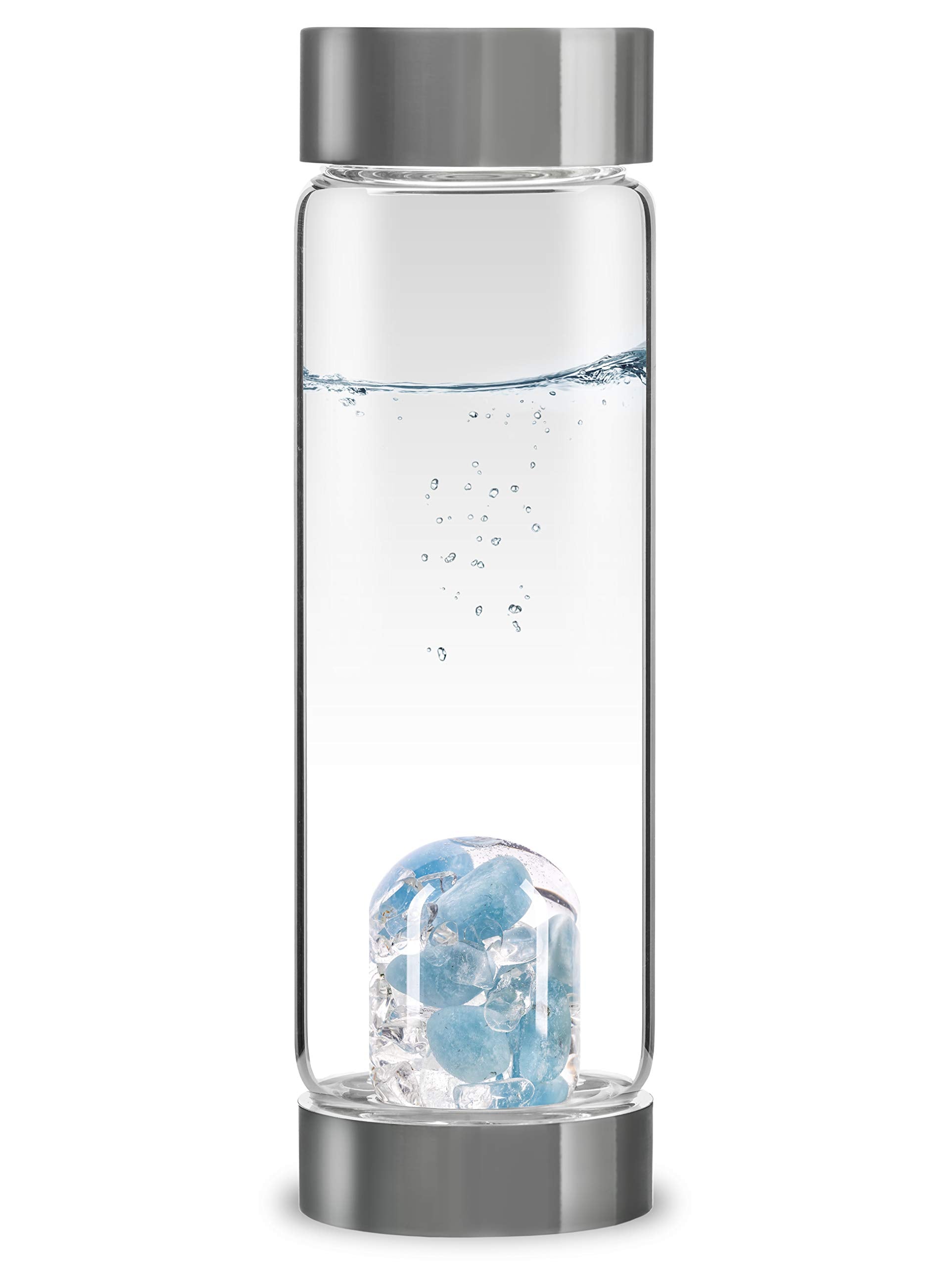 VitaJuwel ViA FITNESS | Crystal Water Bottle with Red Jasper, Magnesite & Clear Quartz -Willpower, Strength & Momentum