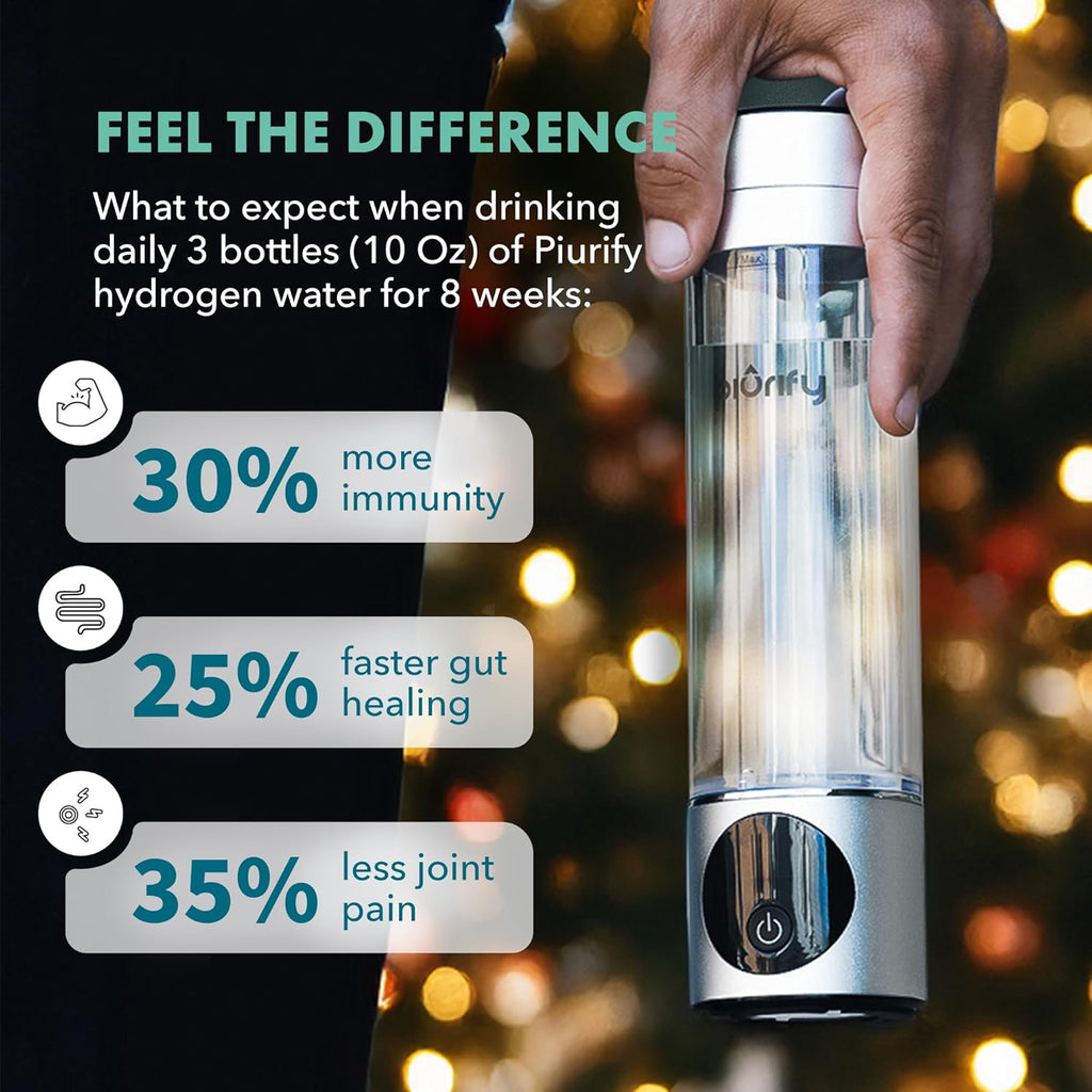 Hydrogen Water Bottle Generator - Up to 4100+ PPB - SPE/PEM Technology - Certified H2 Generator - Portable Athletic Performance & Hydration System - 6-Hour Hydrogen Retention, 10 oz (Silver)