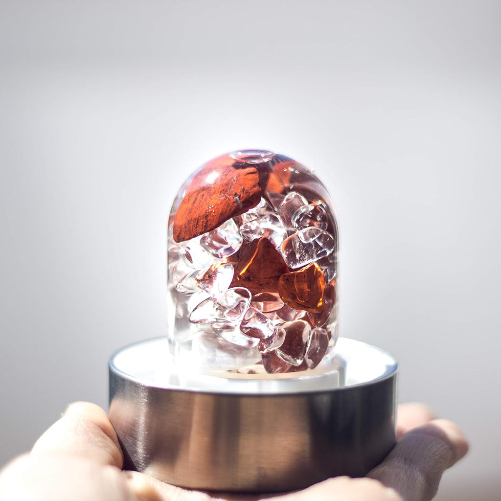 VitaJuwel ViA FITNESS | Crystal Water Bottle with Red Jasper, Magnesite & Clear Quartz -Willpower, Strength & Momentum