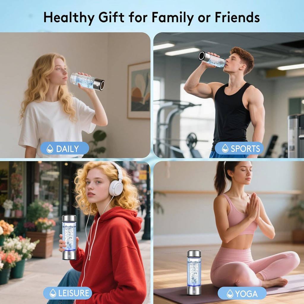 2025 New Hydrogen Water Bottle, 2800PPB in 3Min, SPE PEM Tech, Portable 16OZ, Rechargeable Hydrogen Water Bottle for Travel, Home, Office – Gift for Family & Friends (XR-20)
